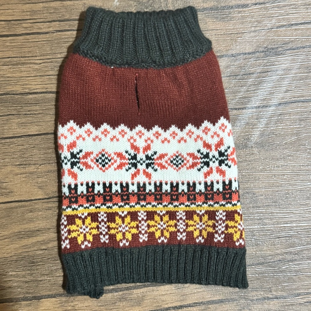 Red Fairisle Pet Sweater - Extra Small